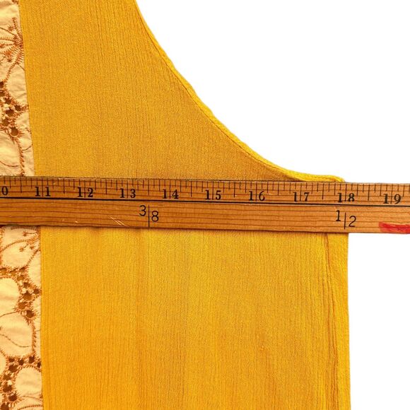 Miss Me Dress Lg Mustard Yellow Sleeveless Boho Beachy Floral Western Cowgirl - Picture 13 of 16